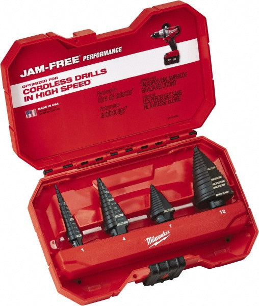 Milwaukee Tool 48-89-9223 Drill Bit Set Step Drill Bits, 4 Pc, 0.125" to 1.375" Drill Bit Size, High Speed Steel