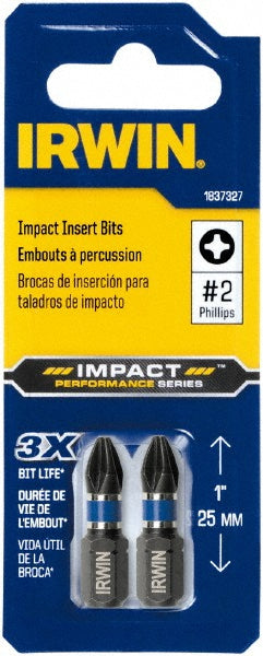 Irwin IWAF31PH22 Phillips Screwdriver Insert Bit #2 Point, 1/4" Drive, 1" OAL
