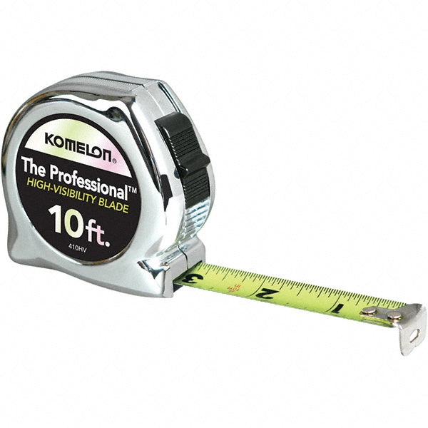 Komelon 410HV Tape Measure 10' Long, 5/8" Width, Yellow Blade