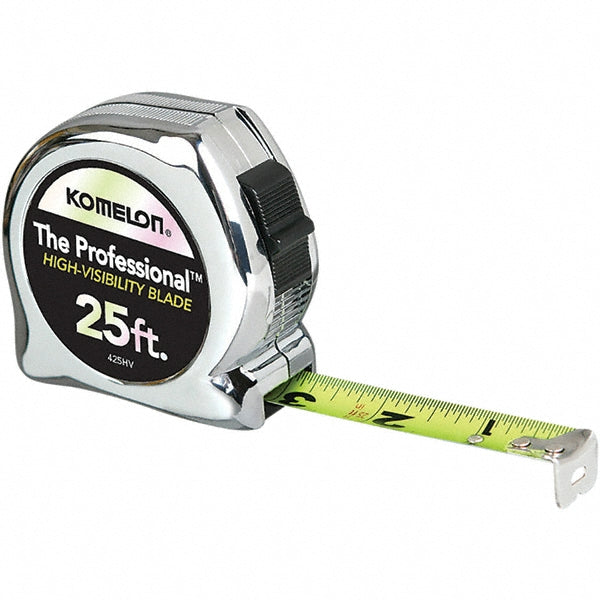 Komelon 425HV Tape Measure 25' Long, 1" Width, Yellow Blade
