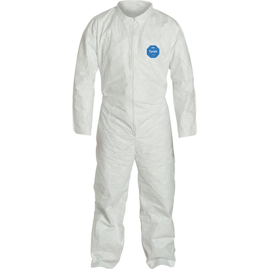 Dupont TY120SWH2X002500 Disposable Coveralls Particle Protection Protection, Size 2X-Large, 1.2000 oz, Tyvek 400, Zipper & Stormflaps Closure