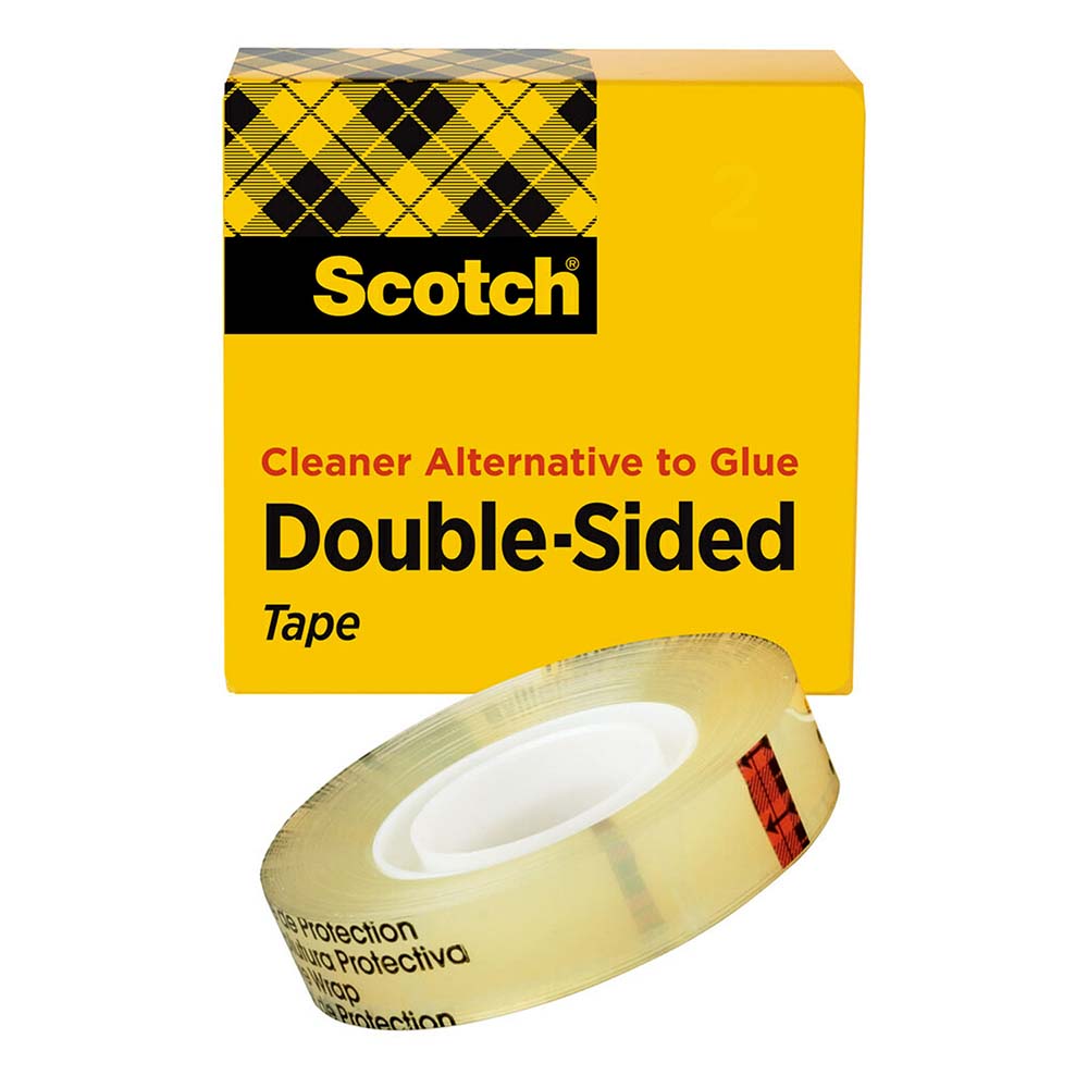 Scotch 7000050005 Clear Double-Sided UPVC Tape 3/4" Wide, 36 yd Long, 3 mil Thick, Acrylic Adhesive