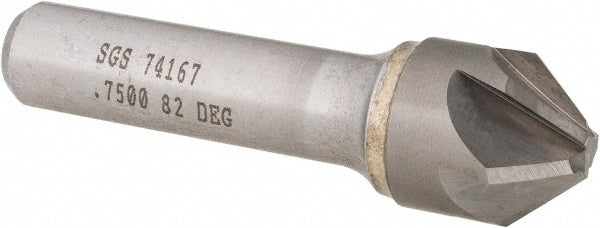Kyocera SGS Precision Tools 74167 Countersink 3/4" Head Dia, 82.00 deg Included Angle, 6 Flute, Solid Carbide, Right Hand Cut