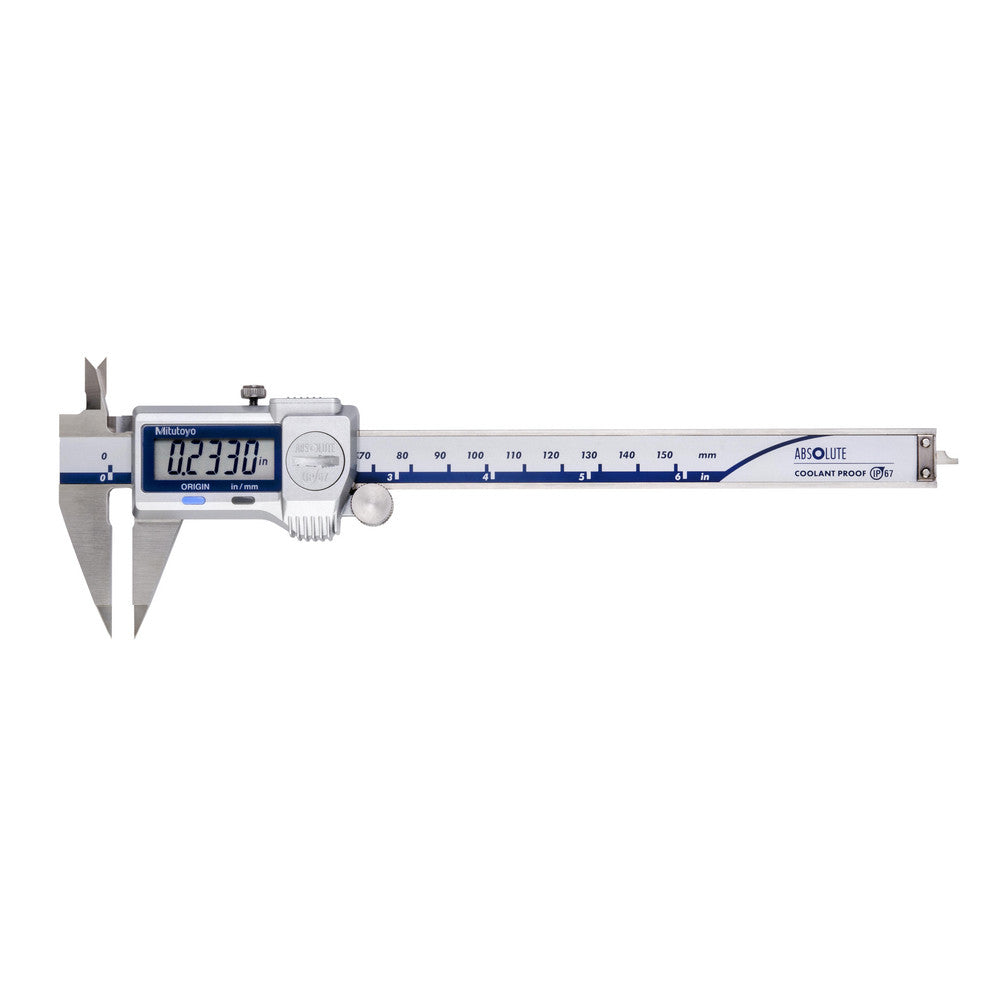 Mitutoyo 573-721-20 Electronic Caliper 150.00 mm, 6", 0.0100 mm, 0.0005" Resolution, +/-0.02 mm, +/-0.0010" Accuracy, Data Output, Steel
