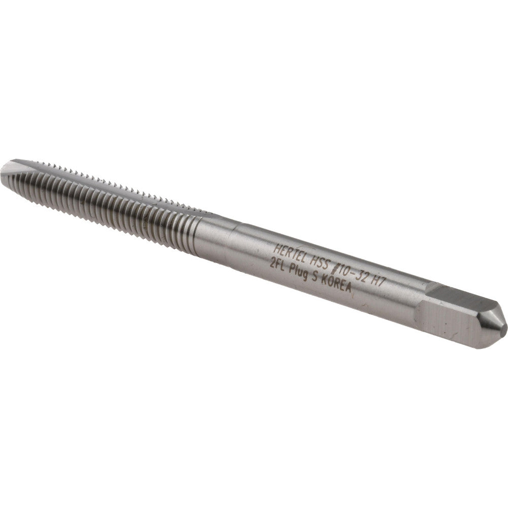 Hertel K008284AS Spiral Point Tap #10-32 UNF, 2 Flutes, Plug Chamfer, HSS, Bright/Uncoated Coated