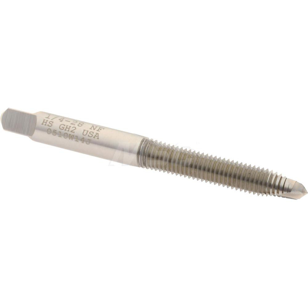 Hertel K008363AS Spiral Point Tap 1/4-28 UNF, 2 Flutes, Plug Chamfer, HSS, Bright/Uncoated Coated