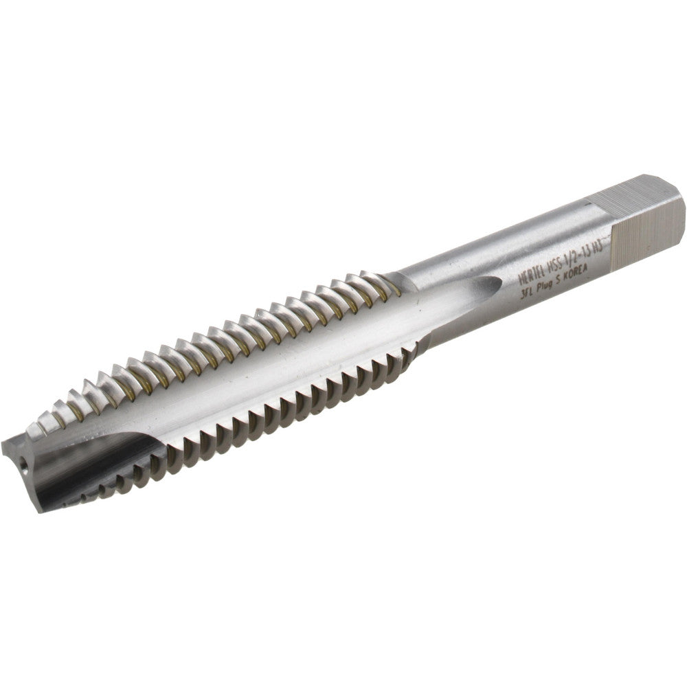 Hertel K008516AS Spiral Point Tap 1/2-13 UNC, 3 Flutes, Plug Chamfer, 3B Class of Fit, HSS, Bright/Uncoated Coated