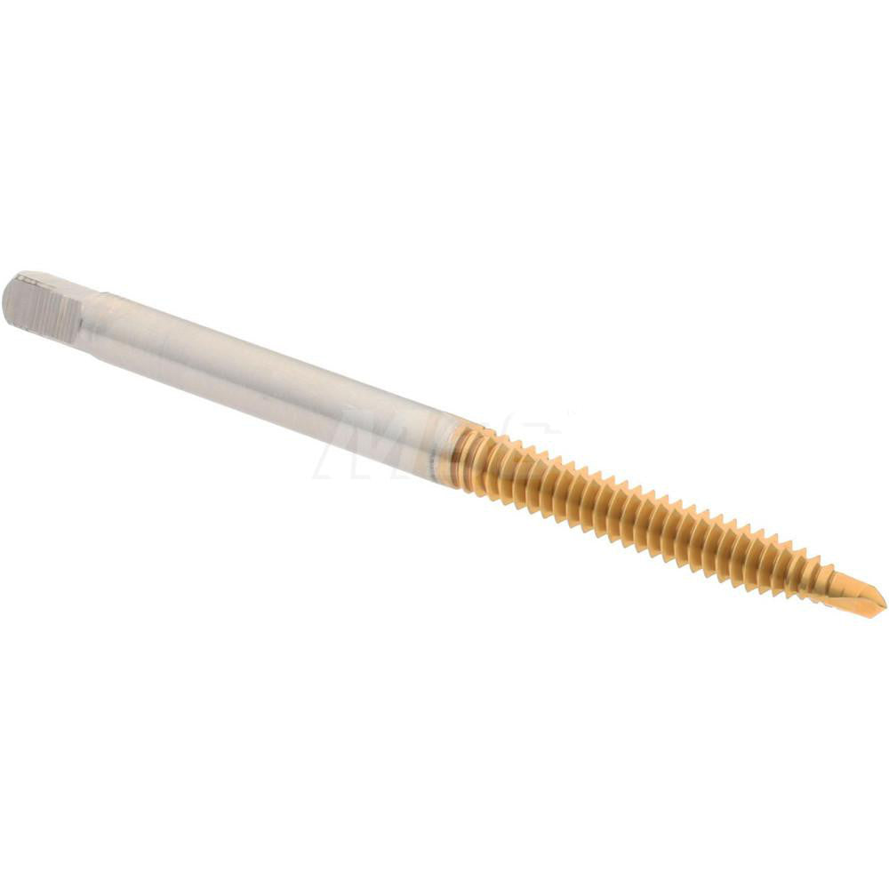 Hertel K008156AS25 Spiral Point Tap #6-32 UNC, 2 Flutes, Plug Chamfer, 3B Class of Fit, HSS, TiN Coated