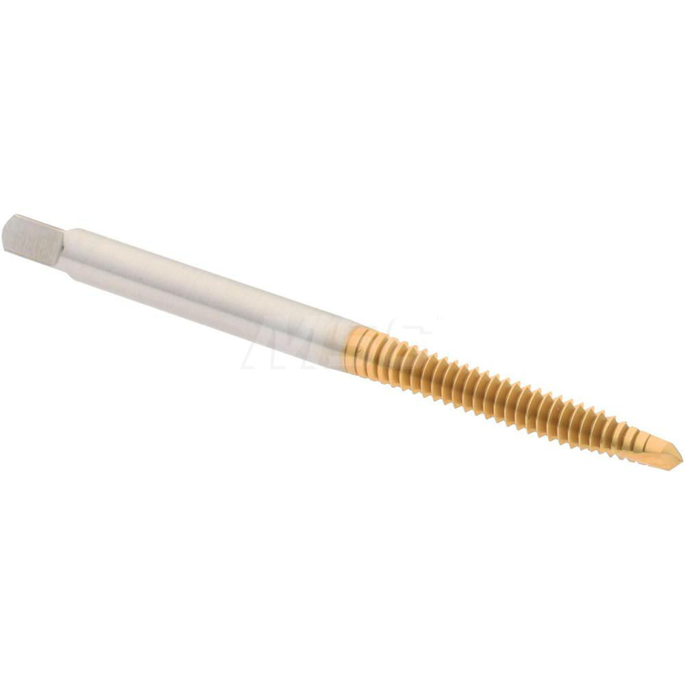 Hertel K008157AS25 Spiral Point Tap #6-32 UNC, 2 Flutes, Plug Chamfer, 2B Class of Fit, HSS, TiN Coated