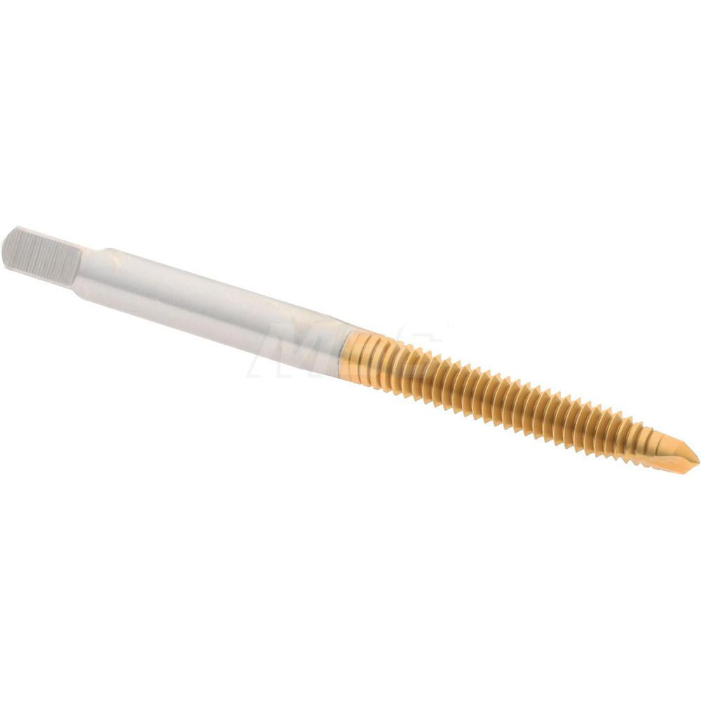 Hertel K008205AS25 Spiral Point Tap #8-32 UNC, 2 Flutes, Plug Chamfer, 2B Class of Fit, HSS, TiN Coated