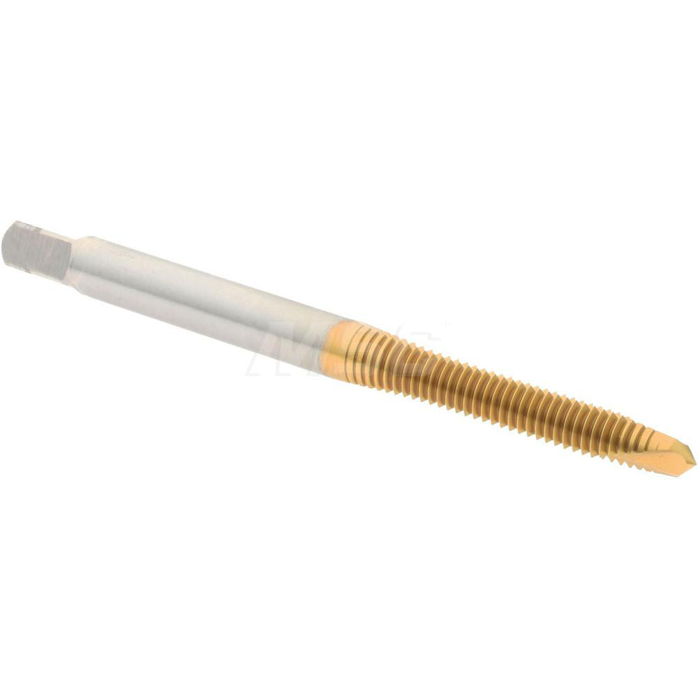 Hertel K008280AS25 Spiral Point Tap #10-32 UNF, 2 Flutes, Plug Chamfer, 3B Class of Fit, HSS, TiN Coated