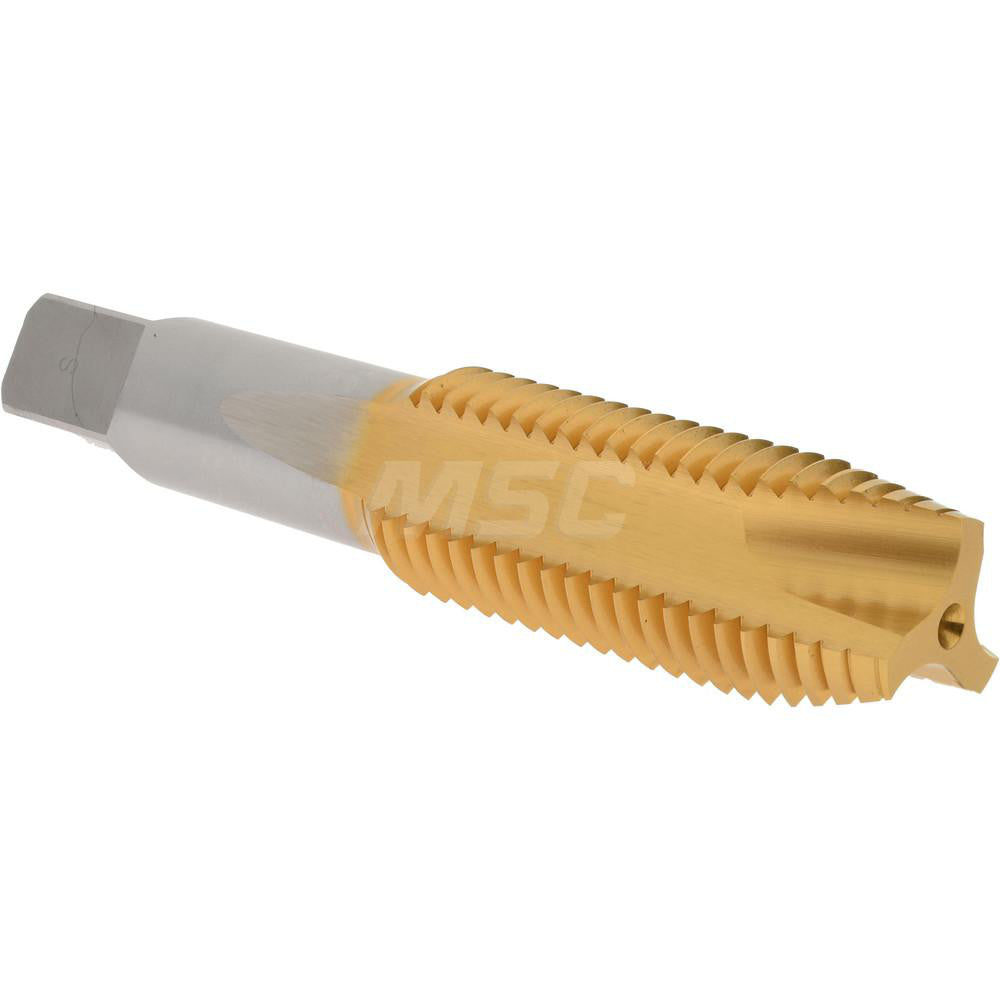 Hertel K013191AS25 Spiral Point Tap 1-8 UNC, 3 Flutes, Plug Chamfer, 3B Class of Fit, HSS, TiN Coated