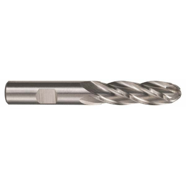 Hertel GG021064 Ball End Mill 1" Dia, 4" LOC, 4 Flute, High Speed Steel