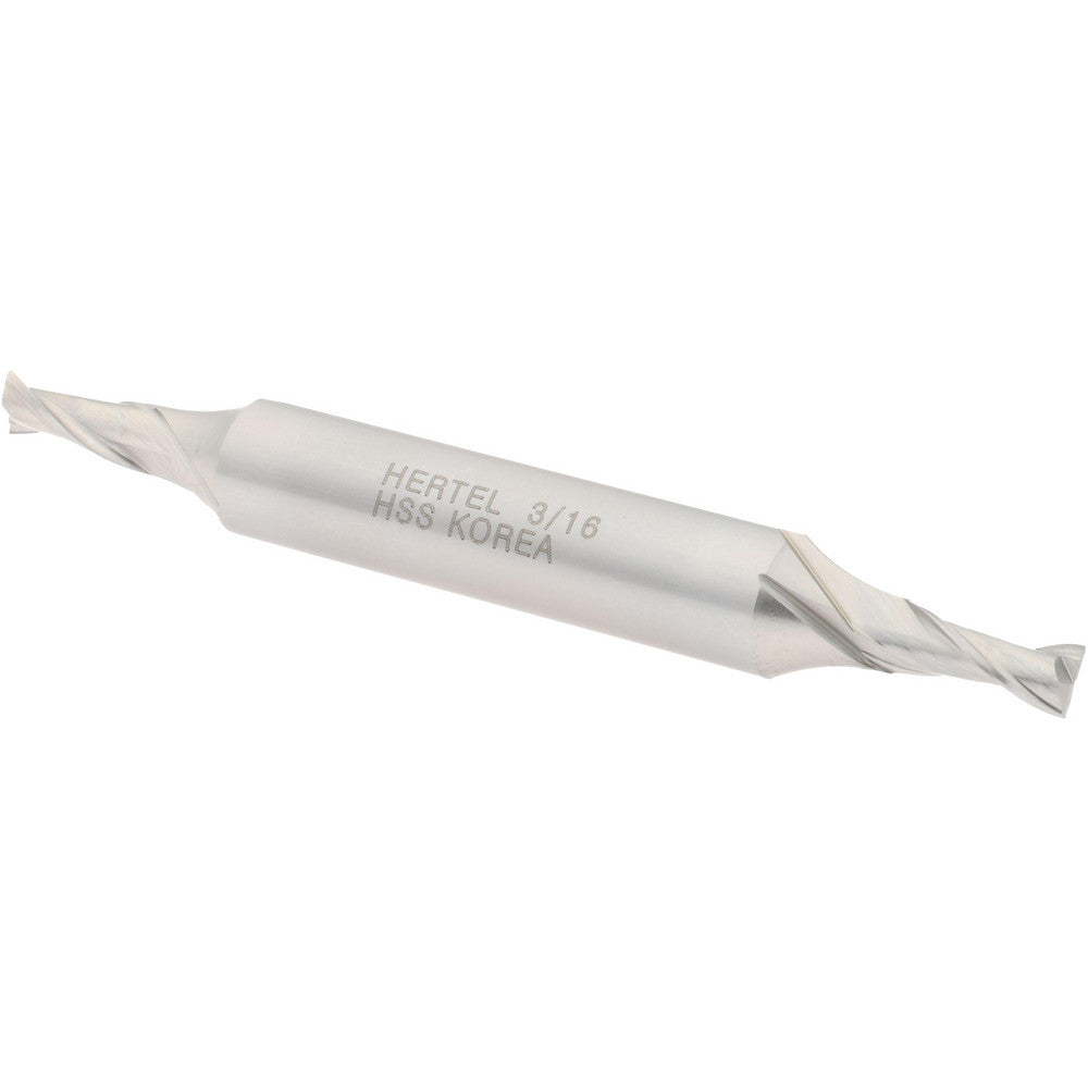 Hertel E1050012 Square End Mill 3/16'' Dia, 7/16'' LOC, 3/8'' Shank Dia, 3-1/8'' OAL, 2 Flutes, High Speed Steel