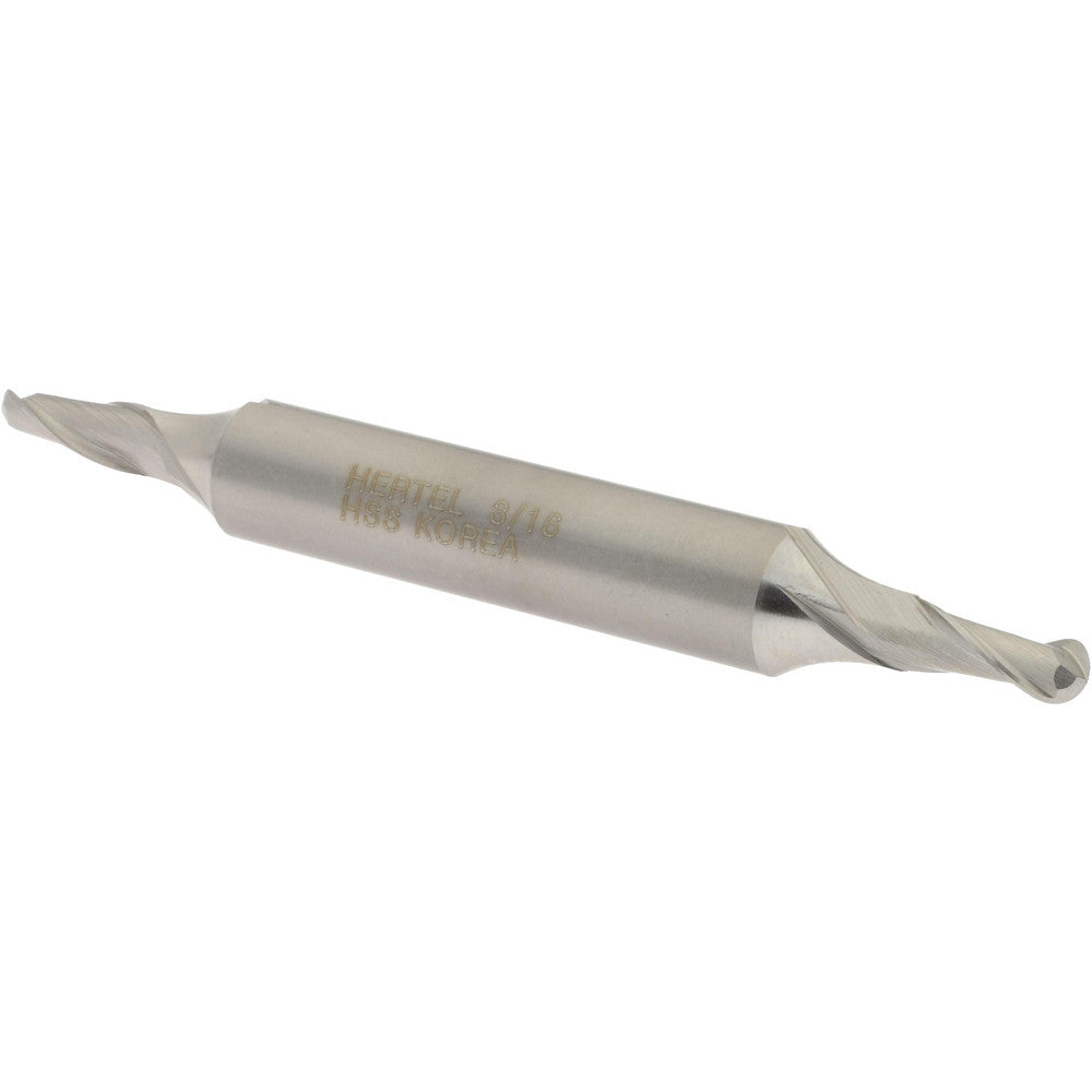 Hertel E211201201 Ball End Mill 0.1875" Dia, 0.4375" LOC, 2 Flute, High Speed Steel