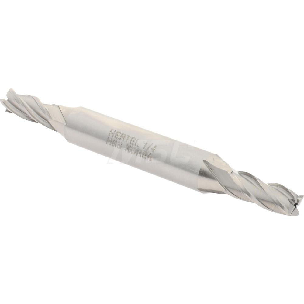Hertel E1051016 Square End Mill 1/4'' Dia, 5/8'' LOC, 3/8'' Shank Dia, 3-3/8'' OAL, 4 Flutes, High Speed Steel