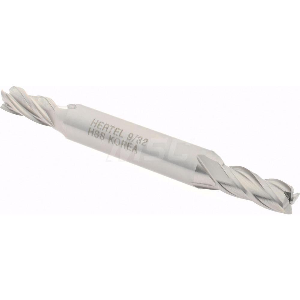 Hertel E1051018 Square End Mill 9/32'' Dia, 11/16'' LOC, 3/8'' Shank Dia, 3-3/8'' OAL, 4 Flutes, High Speed Steel