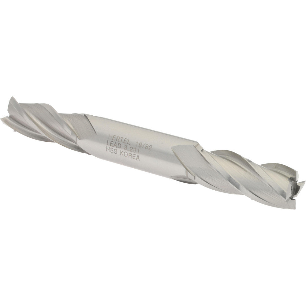 Hertel E1051038 Square End Mill 19/32'' Dia, 1-3/8'' LOC, 5/8'' Shank Dia, 5'' OAL, 4 Flutes, High Speed Steel
