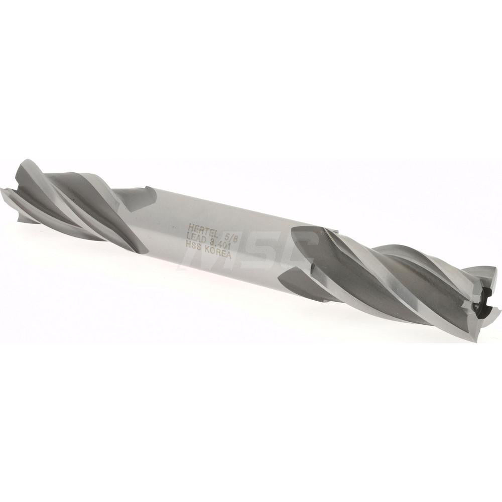 Hertel E1051040 Square End Mill 5/8'' Dia, 1-3/8'' LOC, 5/8'' Shank Dia, 5'' OAL, 4 Flutes, High Speed Steel