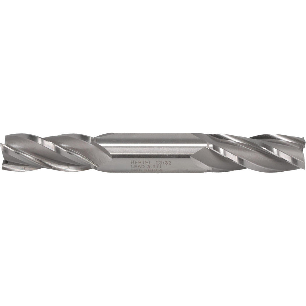 Hertel E1051046 Square End Mill 23/32'' Dia, 1-5/8'' LOC, 3/4'' Shank Dia, 5-5/8'' OAL, 4 Flutes, High Speed Steel