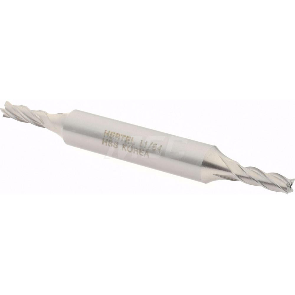 Hertel E1051011 Square End Mill 11/64" Dia, 1/2" LOC, 4 Flutes, High Speed Steel