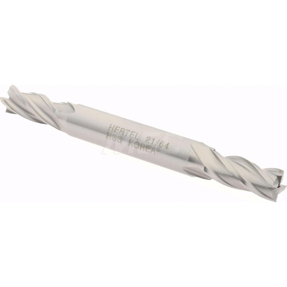 Hertel E1051021 Square End Mill 21/64'' Dia, 3/4'' LOC, 3/8'' Shank Dia, 3-1/2'' OAL, 4 Flutes, High Speed Steel