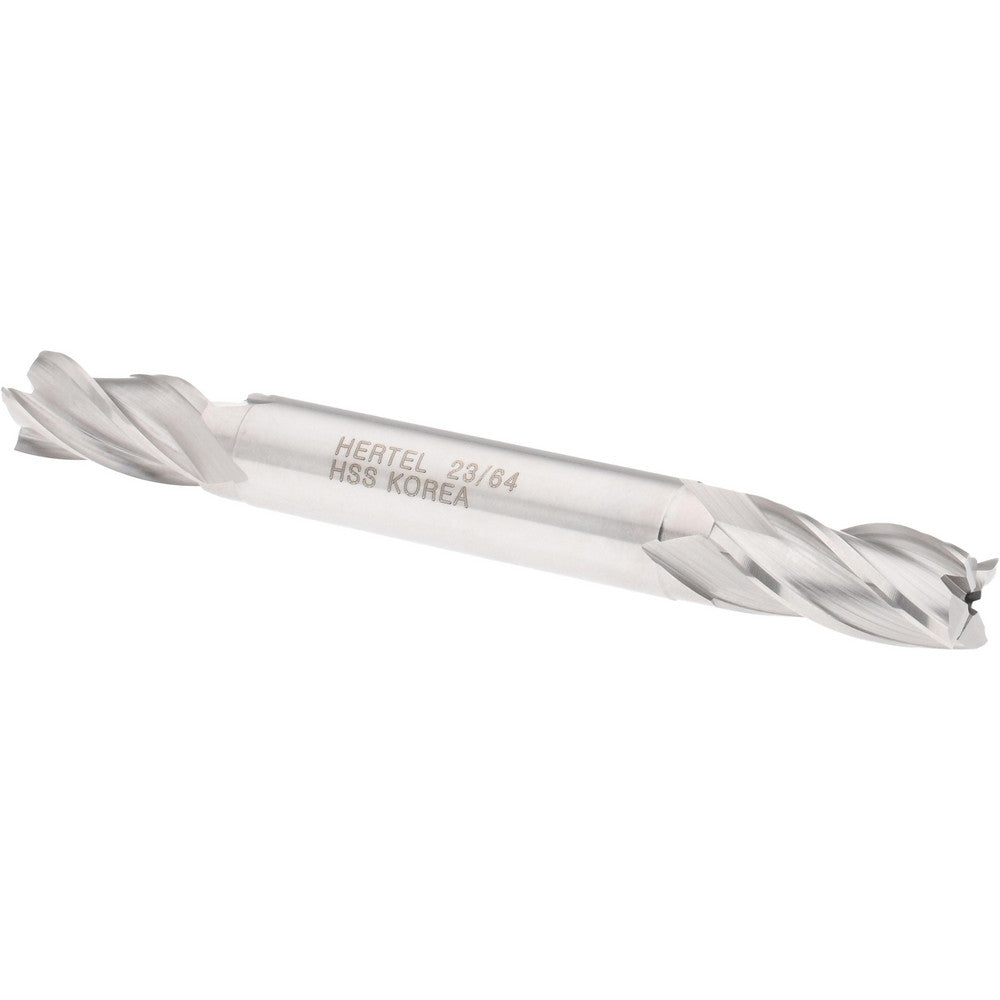 Hertel E1051023 Square End Mill 23/64'' Dia, 3/4'' LOC, 3/8'' Shank Dia, 3-1/2'' OAL, 4 Flutes, High Speed Steel
