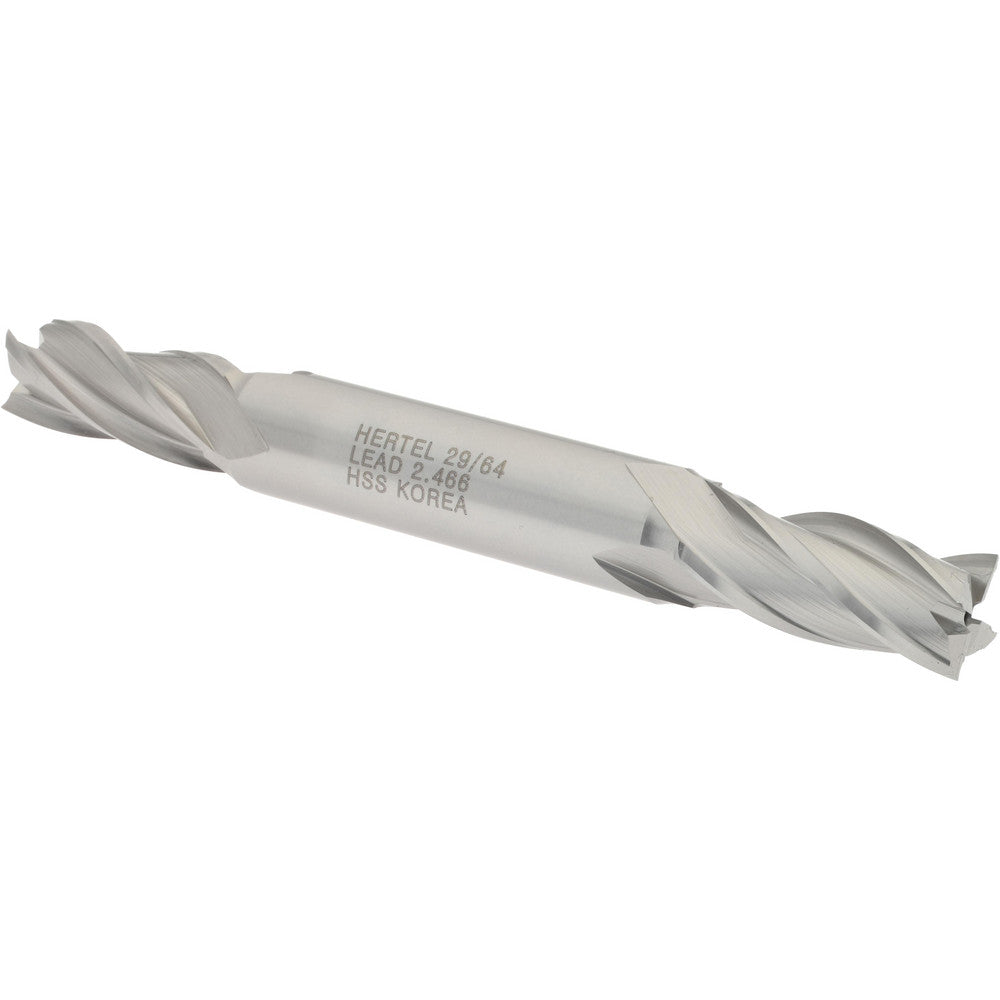 Hertel E1051029 Square End Mill 29/64'' Dia, 1'' LOC, 1/2'' Shank Dia, 4-1/8'' OAL, 4 Flutes, High Speed Steel