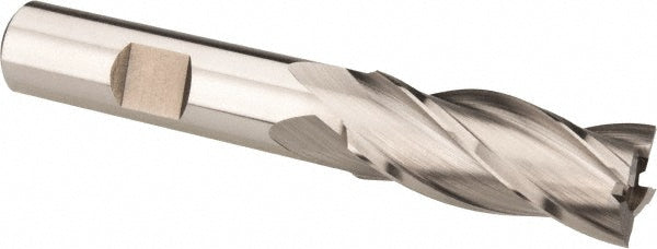 Hertel E1031038 Square End Mill 19/32'' Dia, 1-3/8'' LOC, 1/2'' Shank Dia, 3-3/8'' OAL, 4 Flutes, High Speed Steel