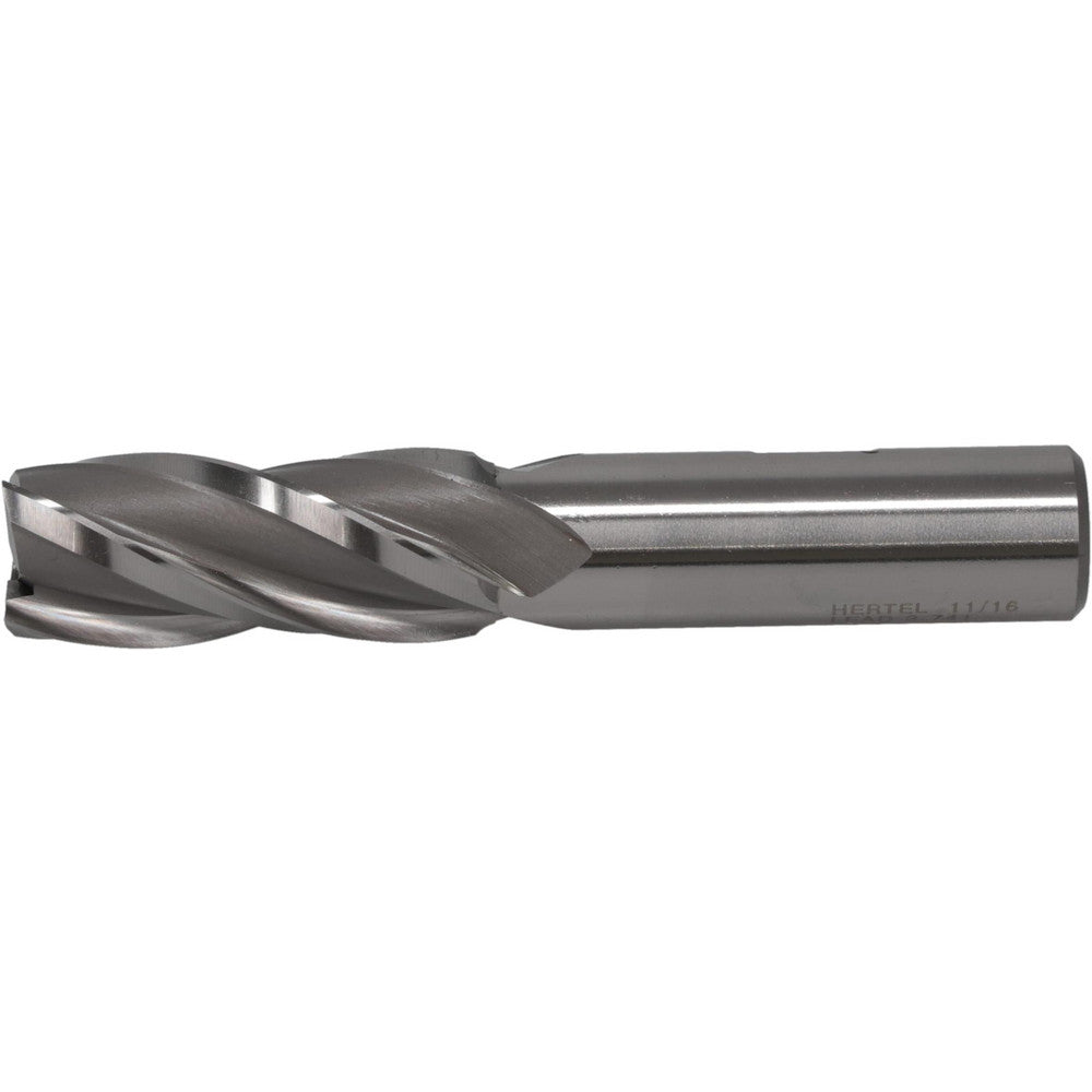 Hertel E1031044 Square End Mill 11/16'' Dia, 1-5/8'' LOC, 5/8'' Shank Dia, 3-3/4'' OAL, 4 Flutes, High Speed Steel