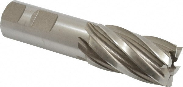Hertel E1032903 Square End Mill 1-1/8'' Dia, 2'' LOC, 1'' Shank Dia, 4-1/2'' OAL, 6 Flutes, High Speed Steel