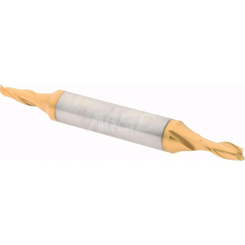Hertel E8050012 Square End Mill 3/16'' Dia, 7/16'' LOC, 3/8'' Shank Dia, 3-1/8'' OAL, 2 Flutes, High Speed Steel