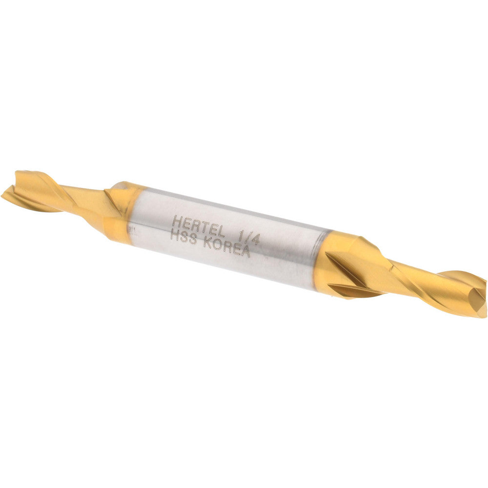 Hertel E8050016 Square End Mill 1/4'' Dia, 1/2'' LOC, 3/8'' Shank Dia, 3-1/8'' OAL, 2 Flutes, High Speed Steel