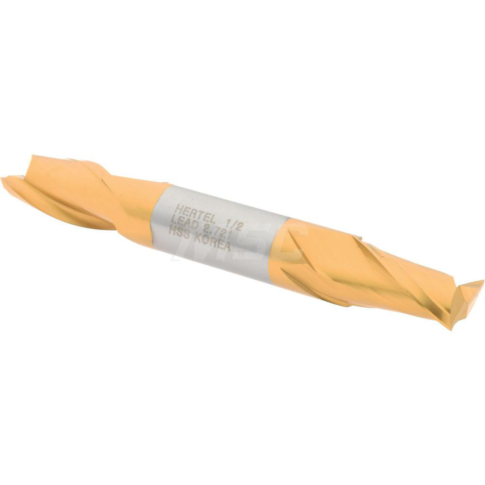 Hertel E8050032 Square End Mill 1/2'' Dia, 13/16'' LOC, 1/2'' Shank Dia, 3-3/4'' OAL, 2 Flutes, High Speed Steel