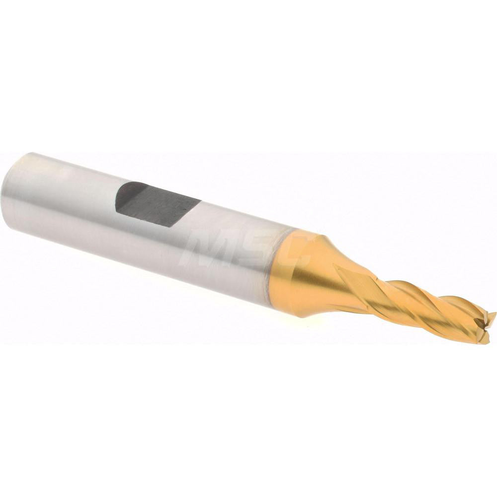 Hertel E8031012 Square End Mill 3/16'' Dia, 1/2'' LOC, 3/8'' Shank Dia, 2-3/8'' OAL, 4 Flutes, High Speed Steel
