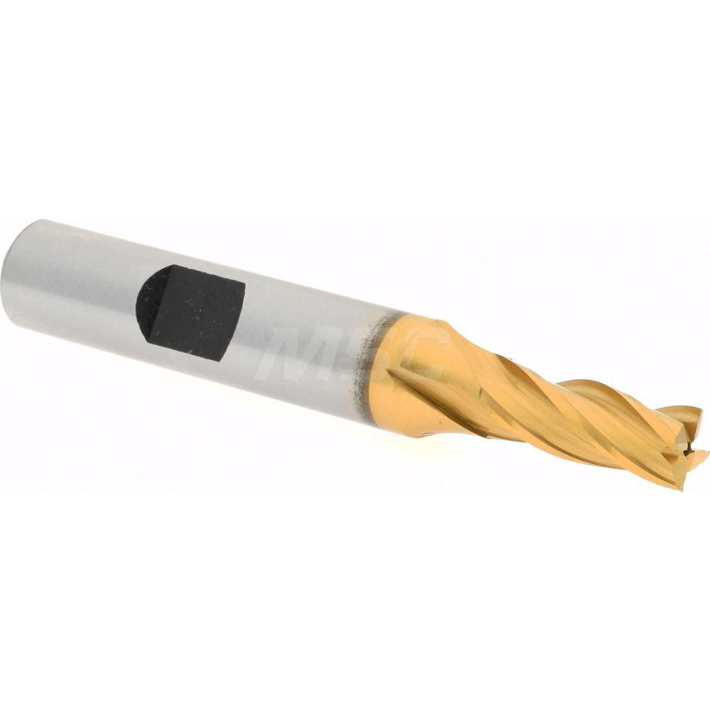 Hertel E8031016 Square End Mill 1/4'' Dia, 5/8'' LOC, 3/8'' Shank Dia, 2-7/16'' OAL, 4 Flutes, High Speed Steel