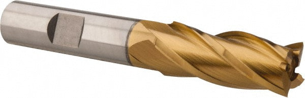 Hertel E8031036 Square End Mill 9/16'' Dia, 1-3/8'' LOC, 1/2'' Shank Dia, 3-3/8'' OAL, 4 Flutes, High Speed Steel