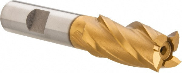 Hertel E8031904 Square End Mill 5/8'' Dia, 1-3/8'' LOC, 1/2'' Shank Dia, 3-3/8'' OAL, 4 Flutes, High Speed Steel
