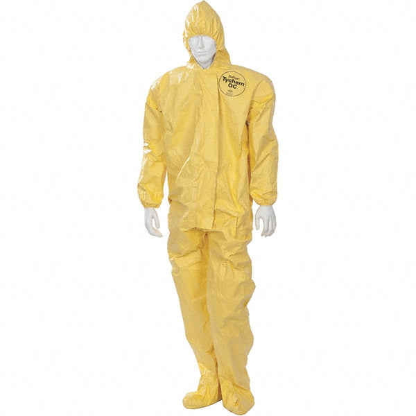 Dupont QC122TYLLG000400 Disposable Coveralls Chemical, Splash & Bloodborne Pathogen Protection, Size Large, 2.5000 oz, Tychem 2000, Zipper & Stormflaps Closure