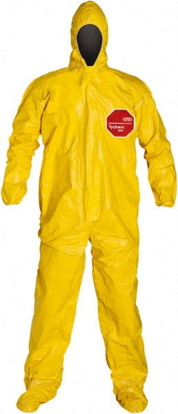 Dupont QC122TYL3X000400 Disposable Coveralls Chemical, Splash & Bloodborne Pathogen Protection, Size 3X-Large, 2.5000 oz, Tychem 2000, Zipper & Stormflaps Closure