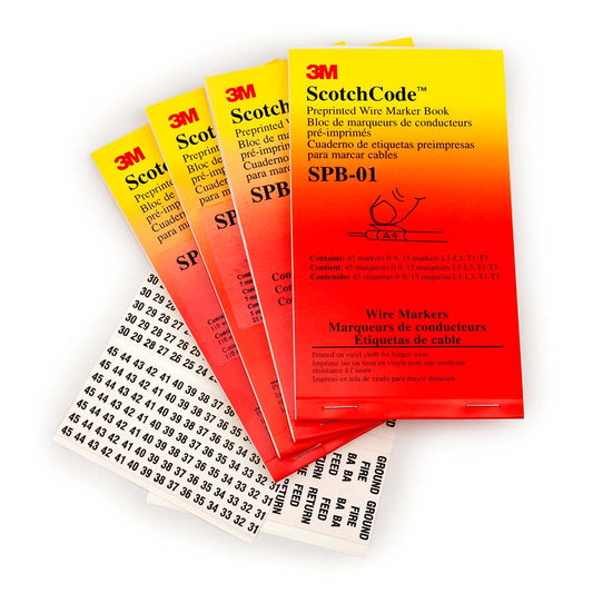 3M 7100072619 Series SPB-15AS, 426 Labels, 1.37 Inch Long x 0.22 Inch Wide x 1/4mm Thick, Alphanumeric, Electrical Vinyl Film Book