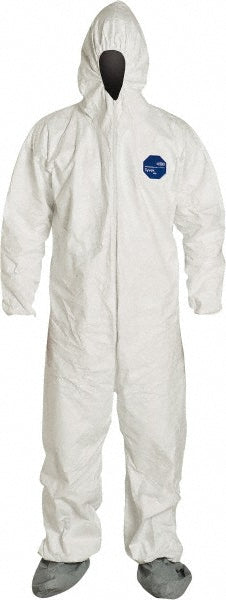 Dupont TY122SWH5X002500 Disposable Coveralls Abrasion Protection, Size 5X-Large, 1.2000 oz, Tyvek 400, Zipper Closure