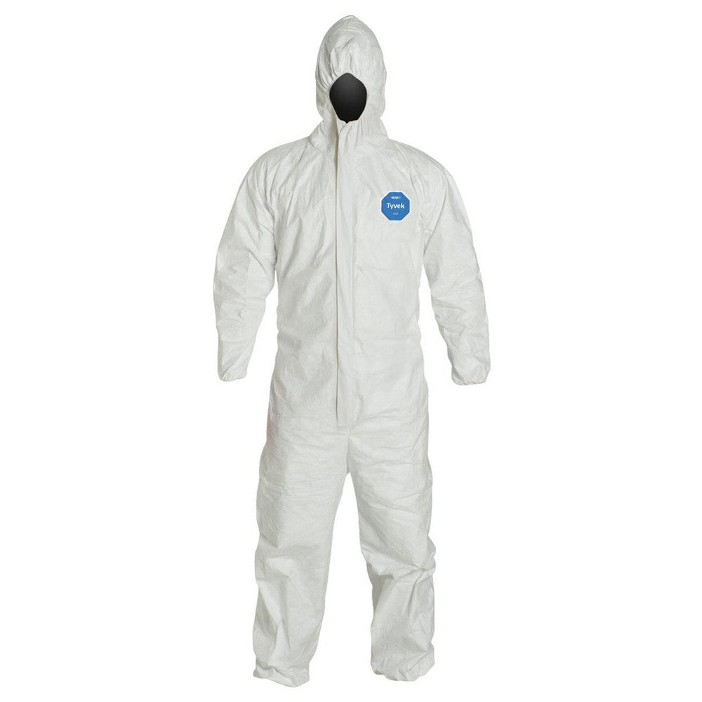 Dupont TY127SWH2X0025NF Disposable Coveralls Particle Protection Protection, Size 2X-Large, 1.2000 oz, Tyvek 400, Zipper & Stormflaps Closure