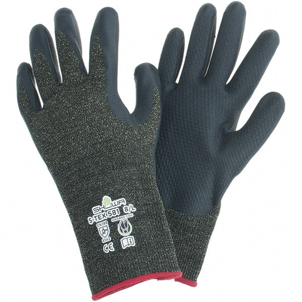 SHOWA S-TEX581L-08 Cut & Abrasion-Resistant Gloves Size L, ANSI Cut A5, Foam Nitrile, Polyester, Nylon, Stainless Steel & Kevlar