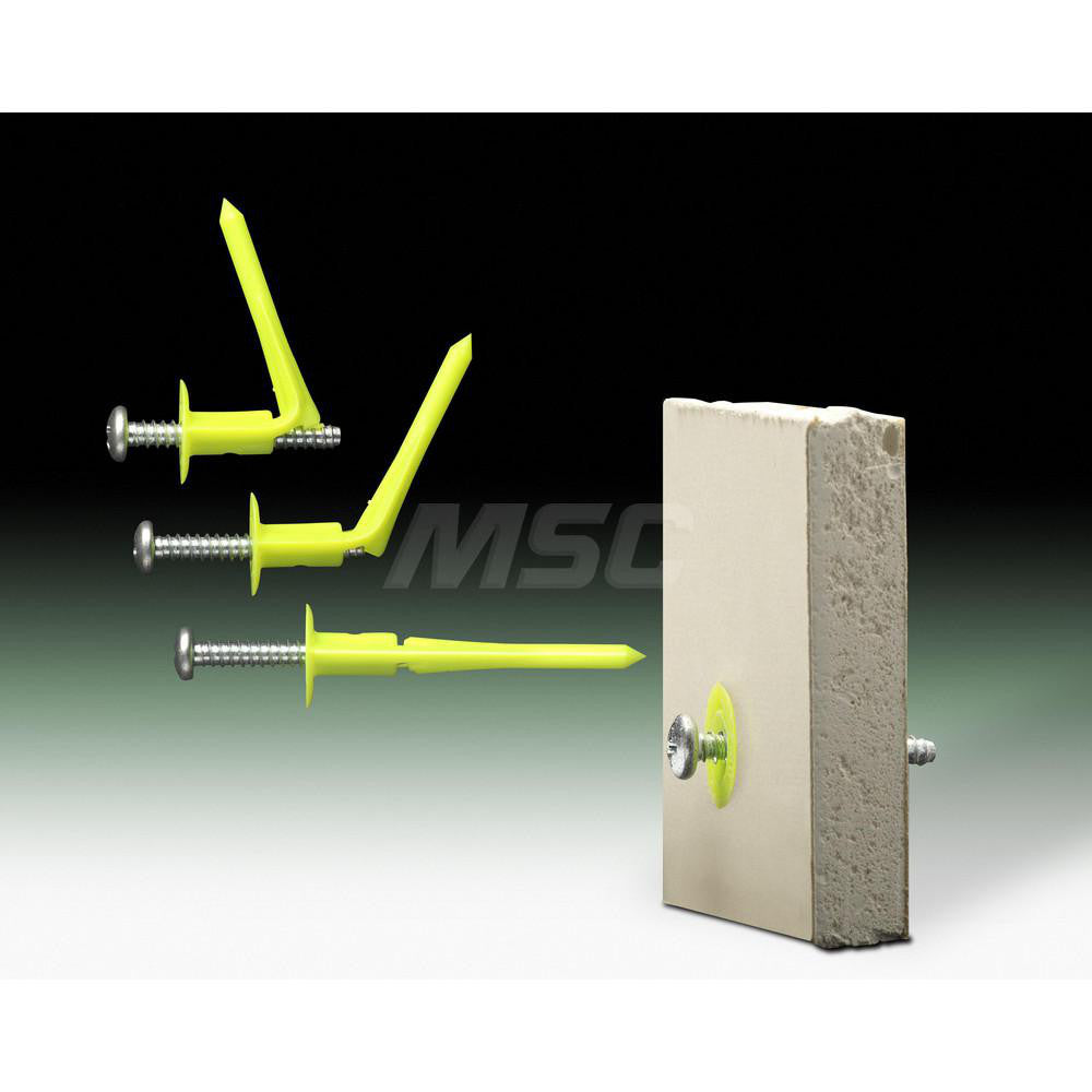 WallClaw Anchors PCK-WC50-YS 1/2" Dia x 2" OAL, #8 - #10 Screw, Nylon Hammer-In Drywall & Hollow Wall Anchor