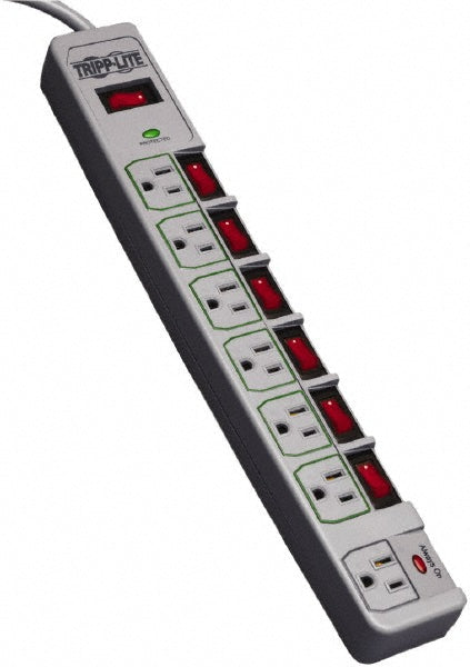 Tripp-Lite TLP76MSG 7 Outlets, 120 VAC15 Amps, 8' Cord, Power Outlet Strip