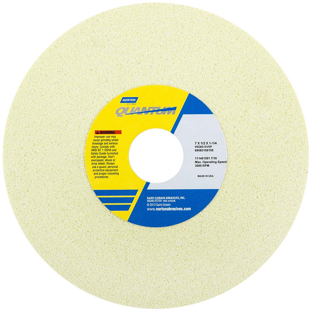 Norton 69083159105 Surface Grinding Wheel 7" Dia, 1/2" Thick, 1-1/4" Hole, 60 Grit, G Hardness