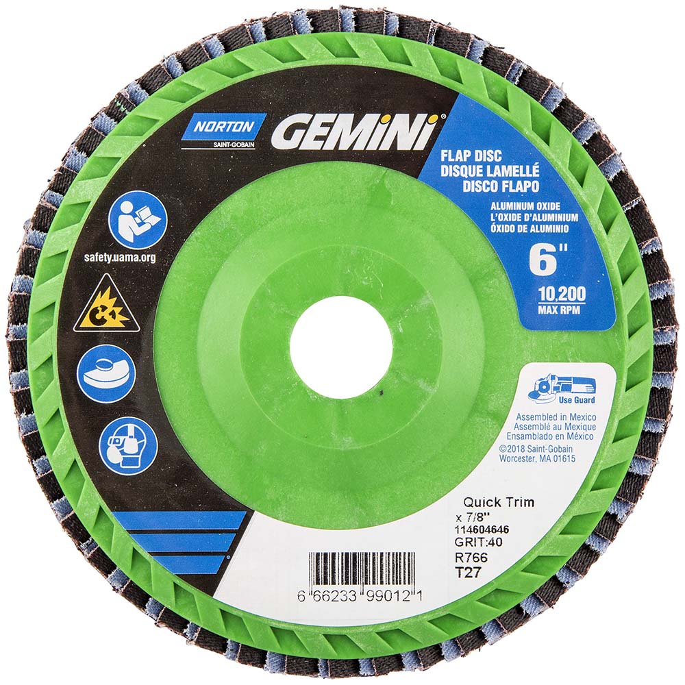 Norton 66623399012 Flap Disc 7/8" Hole, 40 Grit, Zirconia Alumina, Type 27