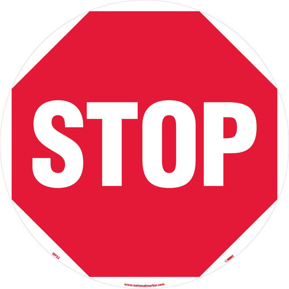 AccuformNMC WFS3 Accident Prevention Adhesive Backed Floor Sign Round, ''Stop''