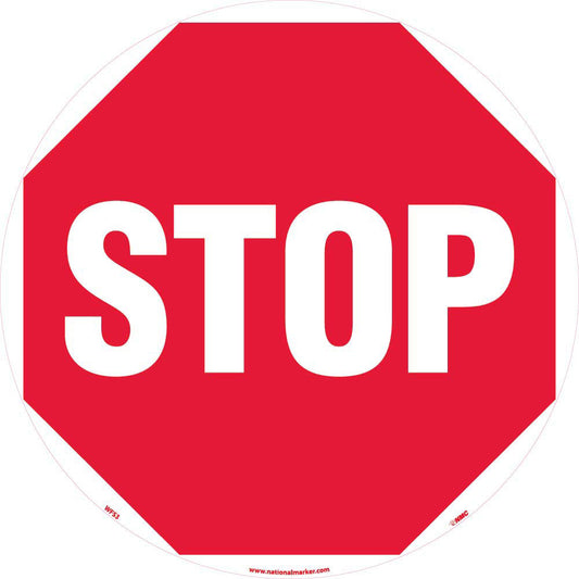 AccuformNMC WFS3 Accident Prevention Adhesive Backed Floor Sign Round, ''Stop''
